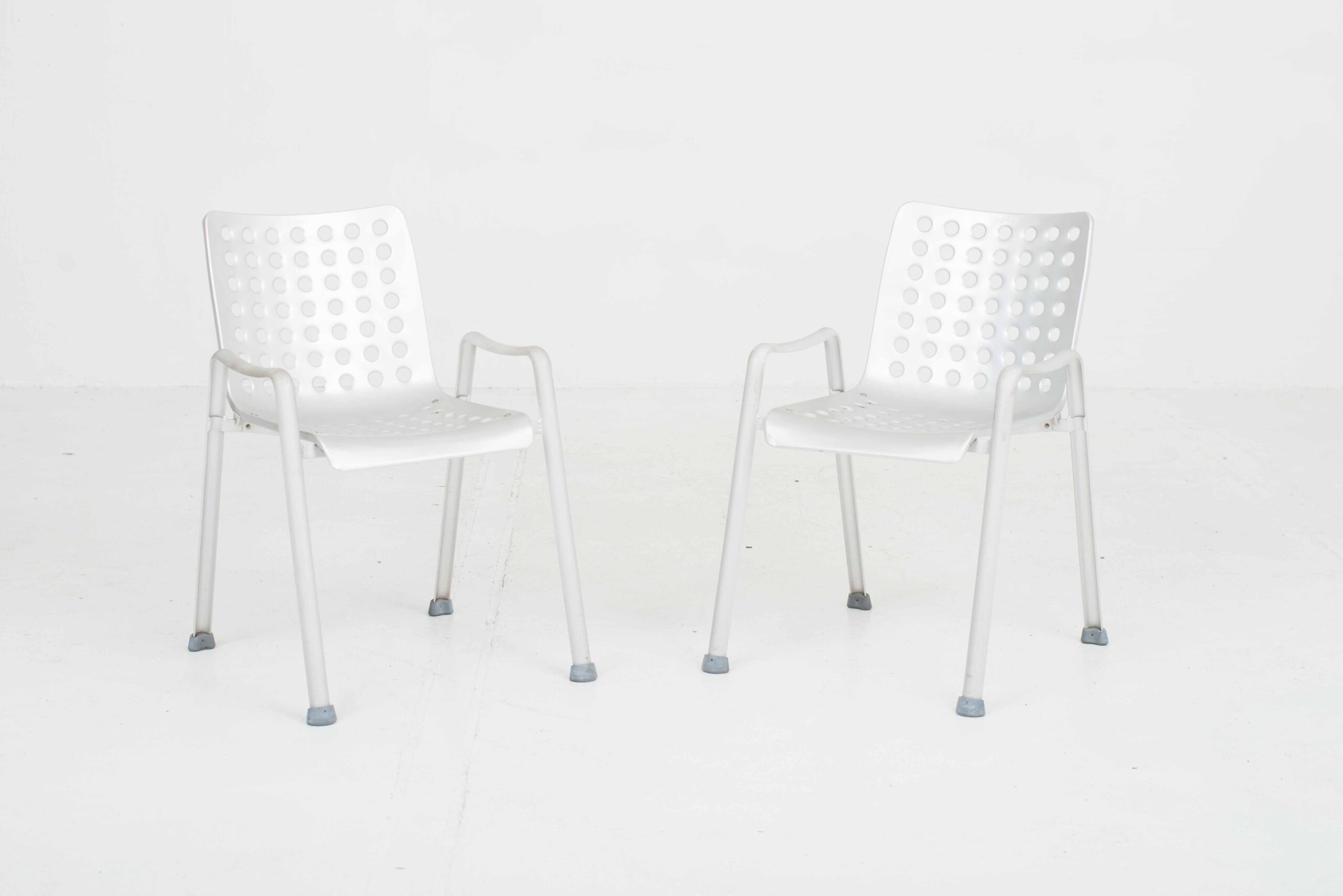 Hans Coray Landi Stühle von der Metallwarenfabrik Wädenswil, im Zweierset-0